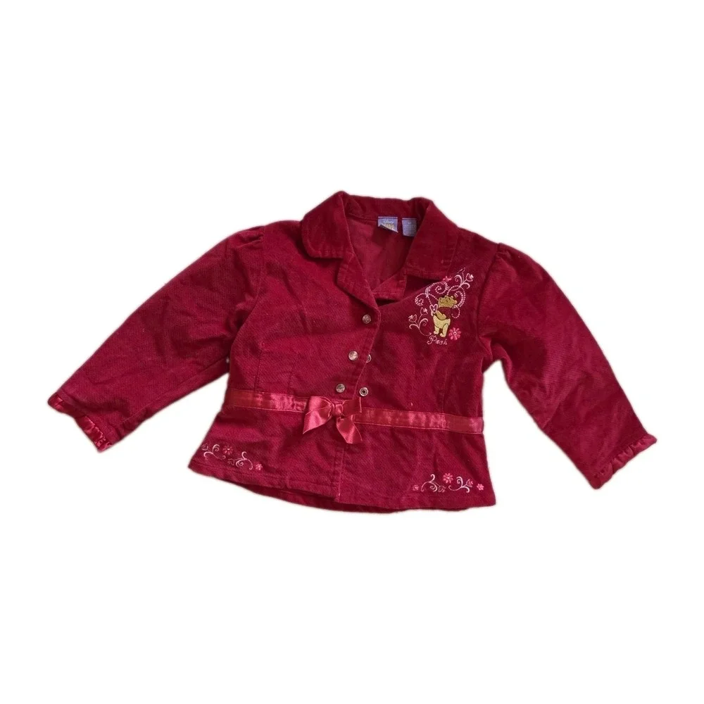 RARE Vtg 1990 Disney Winnie the Pooh Corduroy Girl Jacket & Pants Embroidered 2T